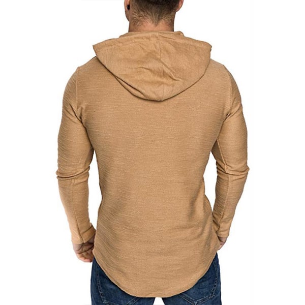 Mænds Topper Enkle Hættetrøjer Langærmet Sweatshirt Trøje Khaki L