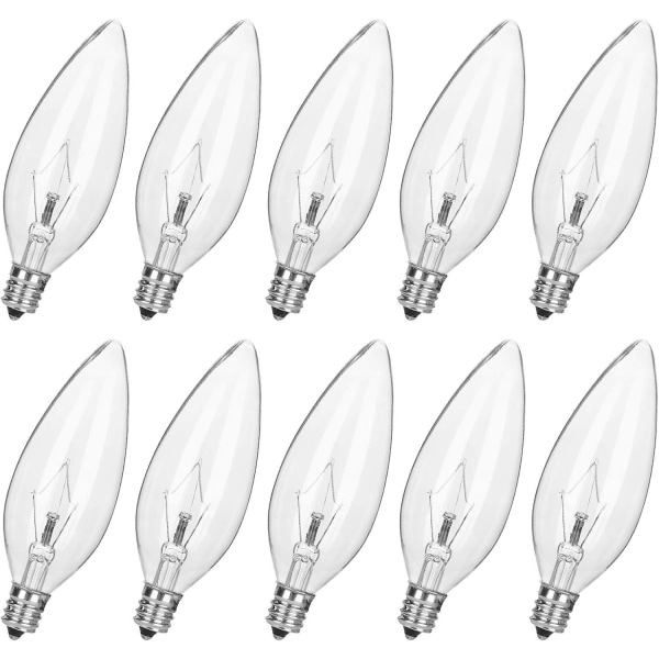 10 Pack 60W 120V E12 Base B10 CTC Glödlampor Klara glödlampor,Transparenta Ljuslampor för