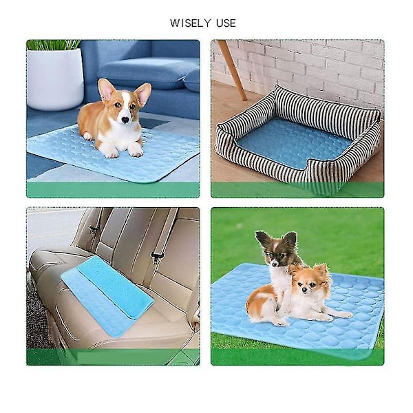 Køleunderlag til kæledyr Kølepude til hunde Køleunderlag til kæledyr Selvkølende underlag til kæledyr Kølefilt til hunde og katte BLUE L 70-55cm