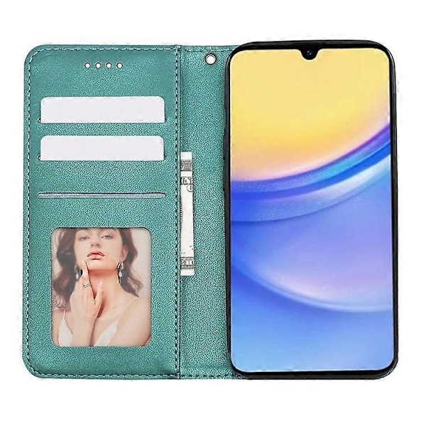 Kompatibelt Plånboksfodral för Samsung Galaxy A26 5G, Stark Magnetisk Rutmönstrad Prägling Läder Flipfodral Green
