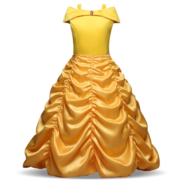 Barn Jenter Beauty And The Beast Prinsesse Belle Cosplay Ballkjole Kostyme-Gul 5-6 Years