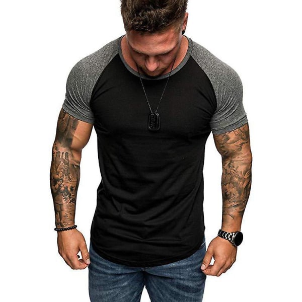 Miesten Gym T-paita Urheilu lyhythihaiset Topit Black 3XL