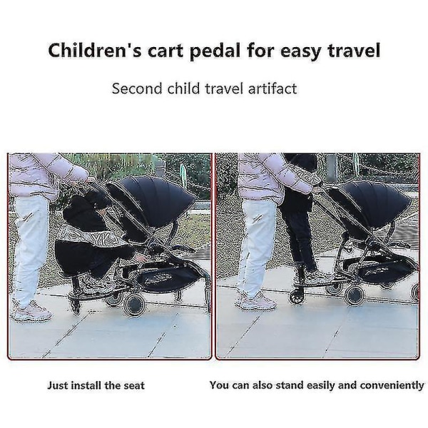 Hywell Universal 2-i-1 barnevogn ridebrett med avtakbart sete Second Child Artefact Child Rider Barnevogn feste med sete -ge