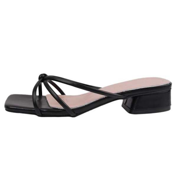 2025 Sommer Fransk Stil Elegante Tvejs Dameslippers, Medium Tyk Platform Højhælede Sandaler Black 36