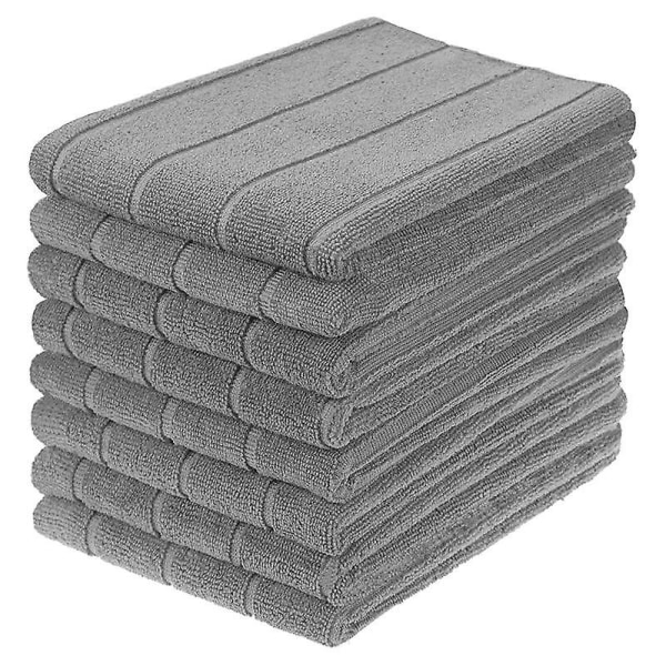 45 x 65 cm, grå, 8 mikrofiber kjøkkenhåndklær, superabsorberende kjøkkenhåndklær, myk og lofri, C -ES