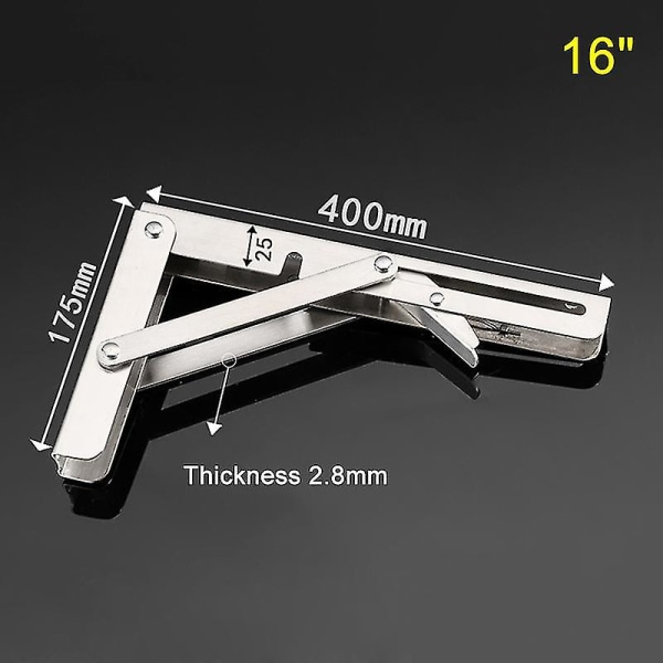 2 stk rustfrit stål foldestativ Bordbeslag Hyldebænk 200 kg Belastning Tung 16 Inches