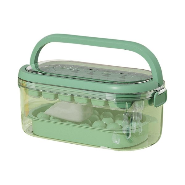 Ice Cube Mold Silikoninen jäätarjotin Jääpallo Muovinen Kannettava Jääpala Kannettava Jääpalakone Hanilla green
