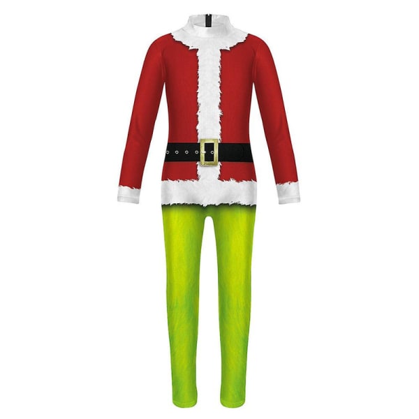 4-9 år Barn Jenter Gutter Julefest Grinch Cosplay Kostyme Jumpsuit Fancy Dress Up Bodysuit Gifts-C 8-9 Years