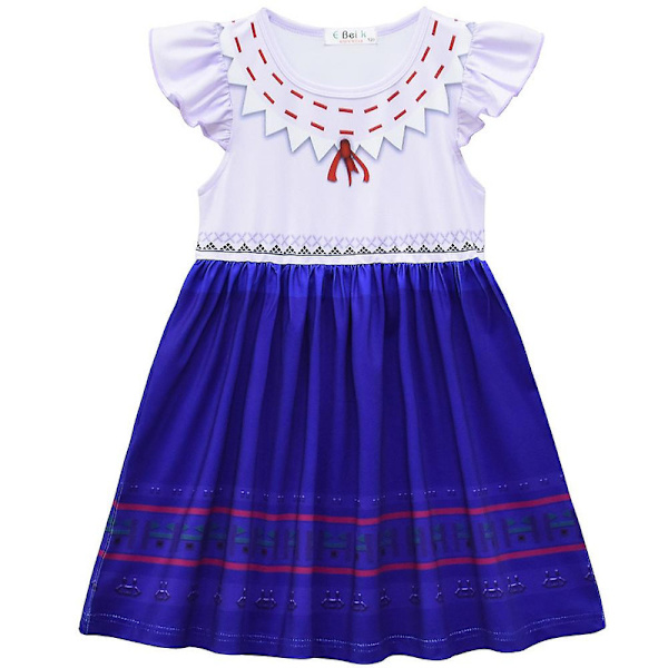Flickor Mirabel Disney Encanto Madrigal Prinsessklänning Karneval Barn Cosplay Kostym-D 4-5 Years