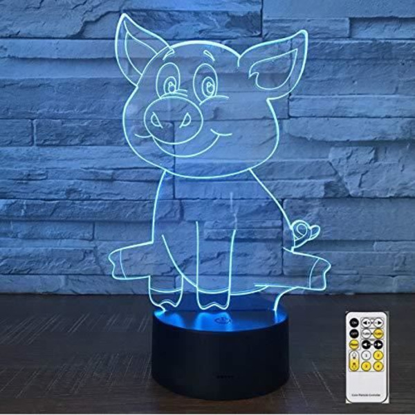 Yövalo Kaukosäätimellä Lamppu Sika 3D Led Yövalo 7 Väriä Valo Koti Sisustus Visualisointi IllusUA901470 -h