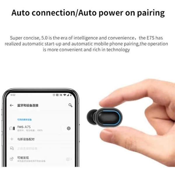 Trådlösa Bluetooth-hörlurar 5.0 Trådlösa Sportörhängen IPX7 Bluetooth-hörlurar med brusreducering, Headset A241