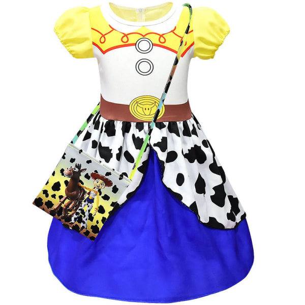 Toy Story 4 Jessie Cowgirl Cosplay Kostume Børnepige Sommerkjole Taske Outfit-Jessie 8-10 Years