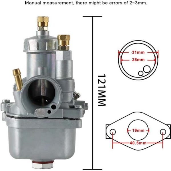FOLAYA 16N1-11 19mm Forgaser Kompatibel med Simson MZA 16N1 eller Simson S50 S51 S70