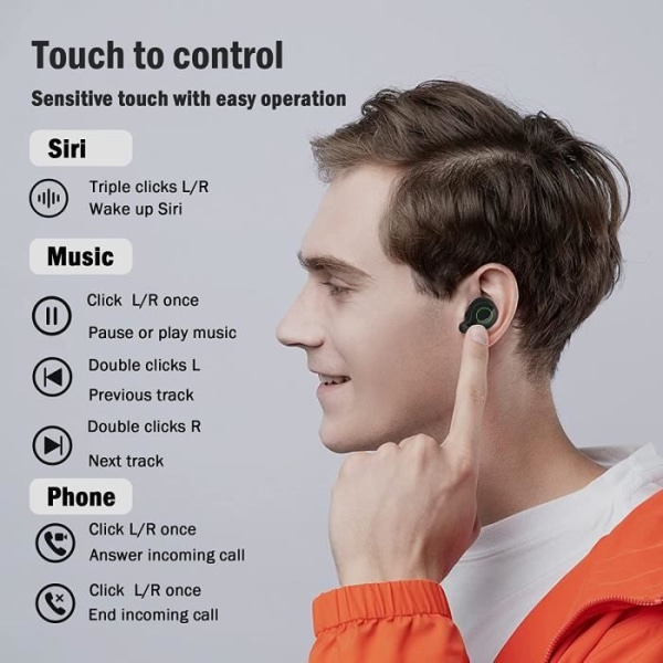 Osdfono Wireless Bluetooth 5.0-hodetelefoner Bluetooth-hodetelefoner, Bluetooth-hodesett 156 timers avspillingstid og LCD-skjerm Hi-FI Sté[396]