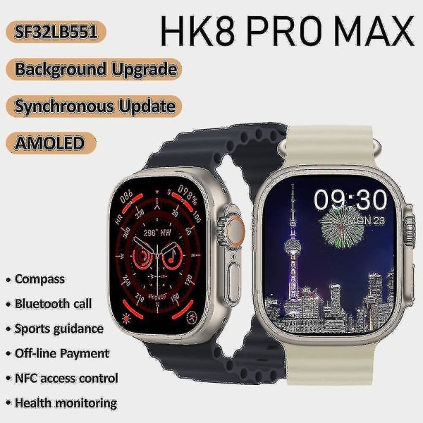 Hk8 Pro Max Ultra Miesten 49mm Amoled-näyttö Kompassi Nfc Älykello -HG color5