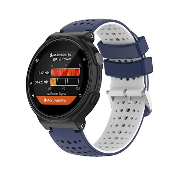 (tummansininen + valkoinen) Silikoninen watch ranneke terässoljella, ruuvimeisselillä Garmin Forerunner 220 230 235 620 630 735