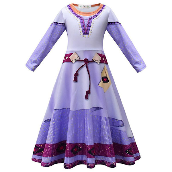 Jentekjole for prinsesse-cosplay, Asha Wish, Halloween, karneval, festkostyme, fancy dress, gaver, 6-12 år 7-8 Years