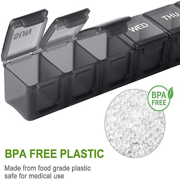 2 Pak Extra Stor Pilleorganiser til Ugen, BPA-Fri Pilleæske 7 Dage Med XL Rum Til Fiskeolie, Rejsevenlig Medicinorganiser Pilleetui Til Blue Purple
