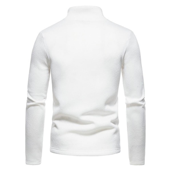 Overdeler for menn med glidelås og høy hals T-skjorte med lang ermet uformell genser White 2XL