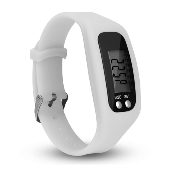 Skridttællerur med LCD-skærm Walking Fitness Tracker Armbånd Digital Trintæller, Fitness Tracker Ur White