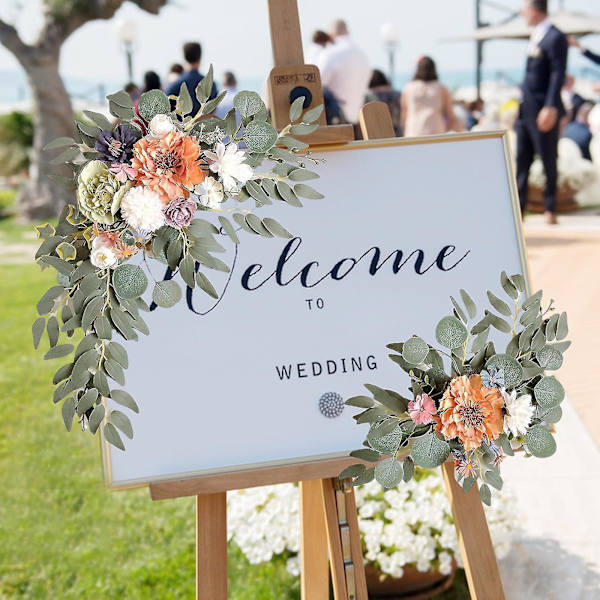 Kunstige Bryllupsbue Blomster Swag Kit - 2 stk. Blomsterarrangement Til Ceremoni Og Reception Baggrundsdekoration Red