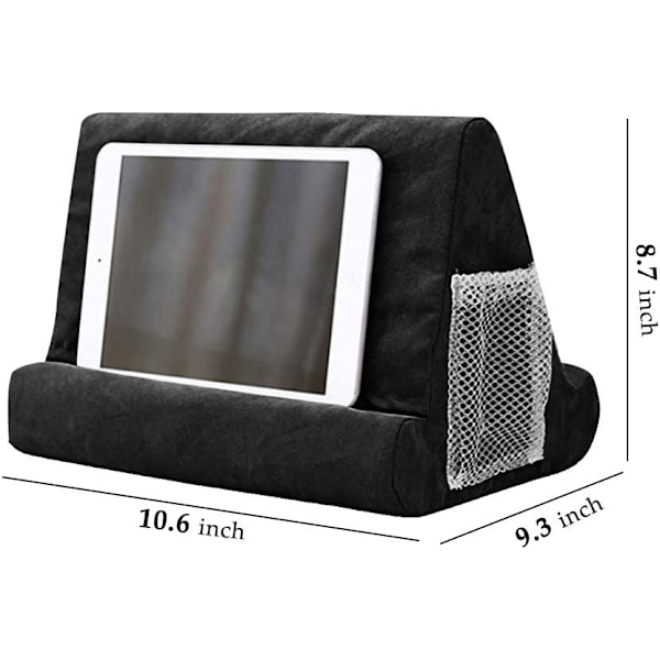 Myk pute for IPads, telefonpute Lap Stand Tablet Stand Puteholder, Brukes på seng, skrivebord, bil, sofa, fange, gulv, sofa - svart