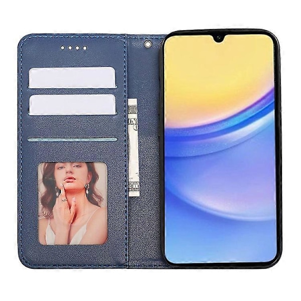 Kompatibelt Plånboksfodral för Samsung Galaxy A26 5G, Stark Magnetisk Rutmönstrad Prägling Läder Flipfodral Blue
