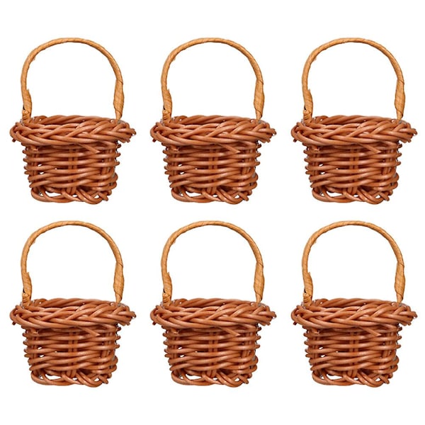 12 stk Mini Blomsterkurv Små Vevde Kurver Dekorative Mini Kurvdekorasjoner Coffee-1 6X4CM