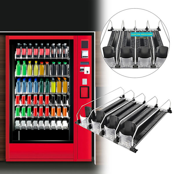 4-pack Supermarknadsfrys Dryckspusher Kylskåpsdryckshyllor Automatisk Dryckspusher -hg Black L