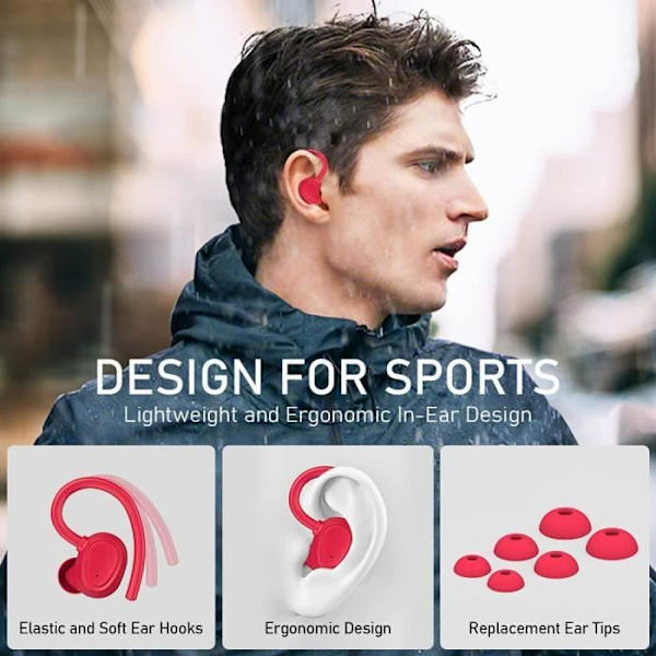 WEYE-Bluetooth 5.1 -kuulokkeet, langattomat urheilukuulokkeet IP7 vedenpitävät Bluetooth kuulokkeet 48H HiFi Stereo mikrofonilla CVC8.0 Anti-Noise[1517]