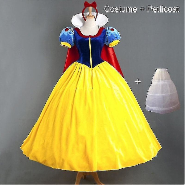 2023-vuxen Cosplay-klänning Snövit tjej Prinsessklänning Kvinnor Vuxen tecknad prinsessa Snövit Halloween-festkostym-mxbc -ES Adult Sets M