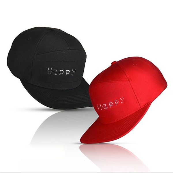 Led Display Bluetooth Hat Engelsk Walking Character Hat Display Character Hat Luminous Hat (58-60cm) -hg black