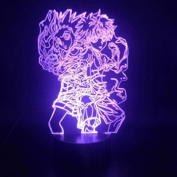 giyiohok 3D Illusionslampa LED Nattlampa Hunter Gon och Killua Present till Tonåringar med Trycksensor AM5286 -h