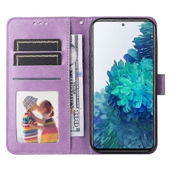 Kompatibelt för Samsung Galaxy S20 FE / S20 FE 5G / S20 Lite Solrosmönstrat PU Läderfodral Ställ Magnetlås Plånboks Telefon Purple