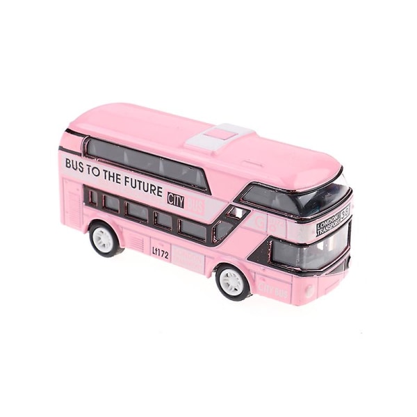 Kid Metal Diecast Biler Leker Trekk tilbake 1:43 Dobbeltdekker London Bus Lekegave -ES Pink 1 pc