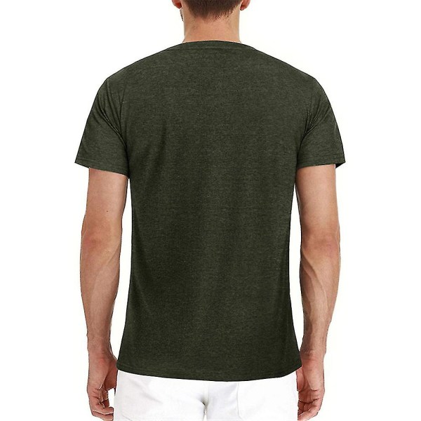 Mænds Henley T-shirts Kortærmede Sommer Topper Med Lomme Army Green L