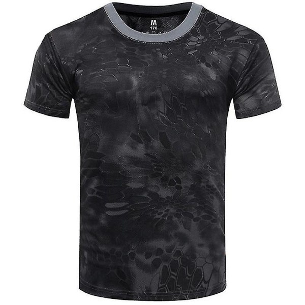 Mænds Camo T-shirt Hær Militær Combat Sommer Taktisk Toppe Black Python 2XL