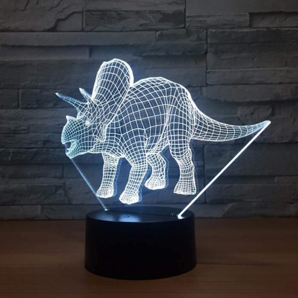 Triangle Dragon 3D LED Dinosaurielampa Söt 7 Färgbyte 3D Stämningslampa Presentlampa Söt 7 Färgbyte -h