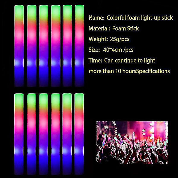 60st Färgglada Glow Sticks Light-up Led Foam Sticks Sponge Glowsticks Rave Glow-green -HG orange