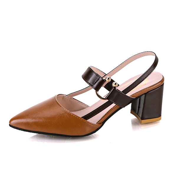 Högklackade sandaler med spetsig tå för dam Brown 38