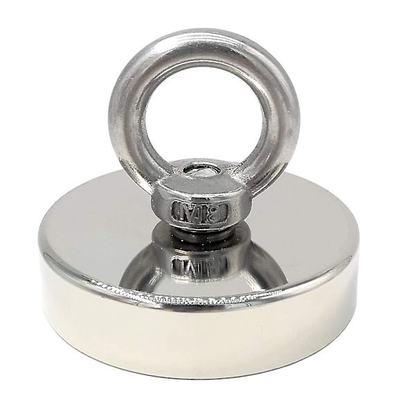 Superstark Neodymmagnet 120 kg - Stark Magnet - Perfekt för Magnetfiske - 60 mm med Neodym-ögla