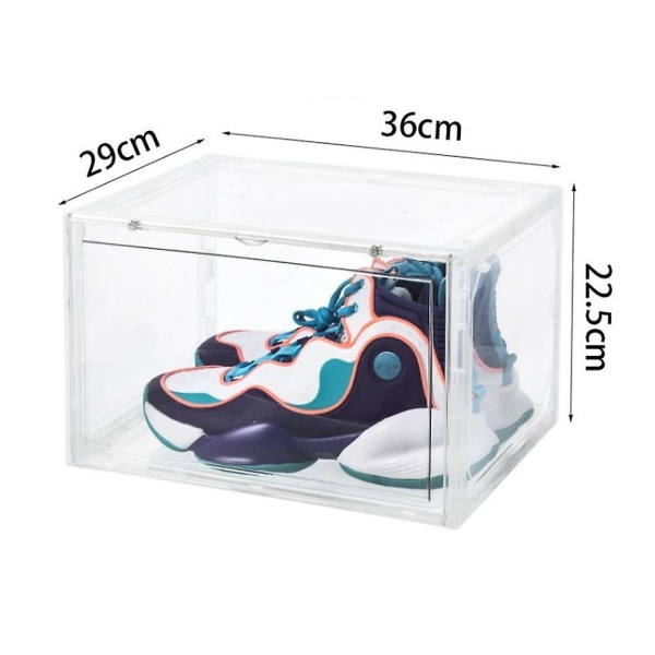 Magnetisk suge-sneaker-oppbevaringsboks Gjennomsiktig basketballsko Skoboks Display Skoskap Rød