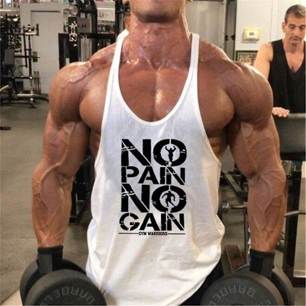 Träningslinne för män, muskelgym, bodybuilding, fitness, ärmlös, Y-rygg, kompatibel med White XL