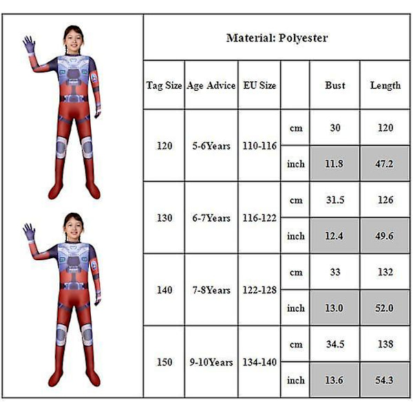 5-10 år Barn lysår Cosplay kostymer Jumpsuit Fancy Dress Up 9-10 Years