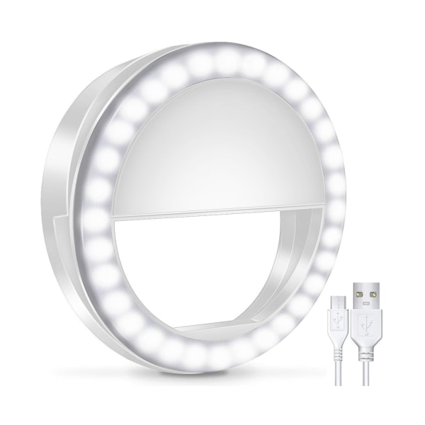 Selfie Ring Light, Uppladdningsbar med 36 LED-lampor, 3-nivå Justerbar - Svart