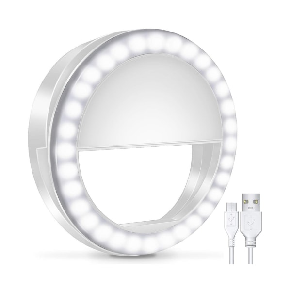 Selfie-ringlys, oppladbart med 36 LED-lys, 3-nivå justerbar - svart