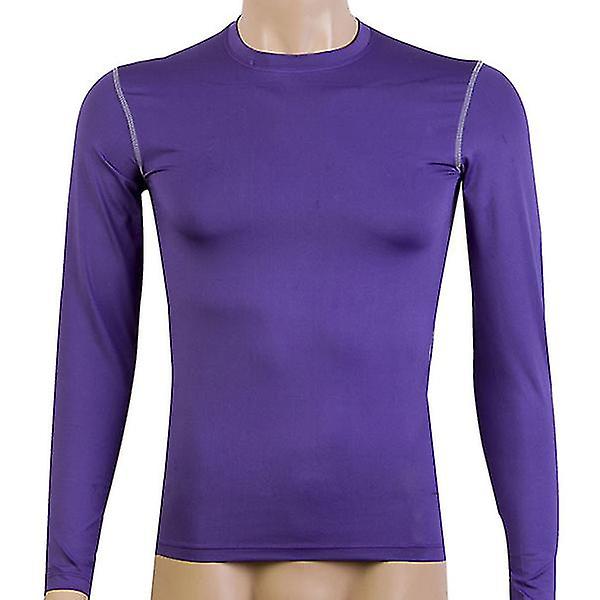 Herre Topper Trenings Base Layer Gym Sport T-skjorter Purple XL