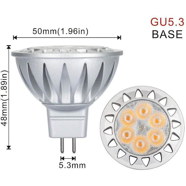 TAIAN MR16 7W GU5.3 LED-lamppu, 50W-75W halogeenivastaava, 2700K lämmin valkoinen, 12V matala jännite