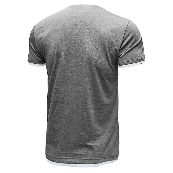 Mænds Almindelig Kortærmet Rundhals T-shirt Sommer Toppe Grey M