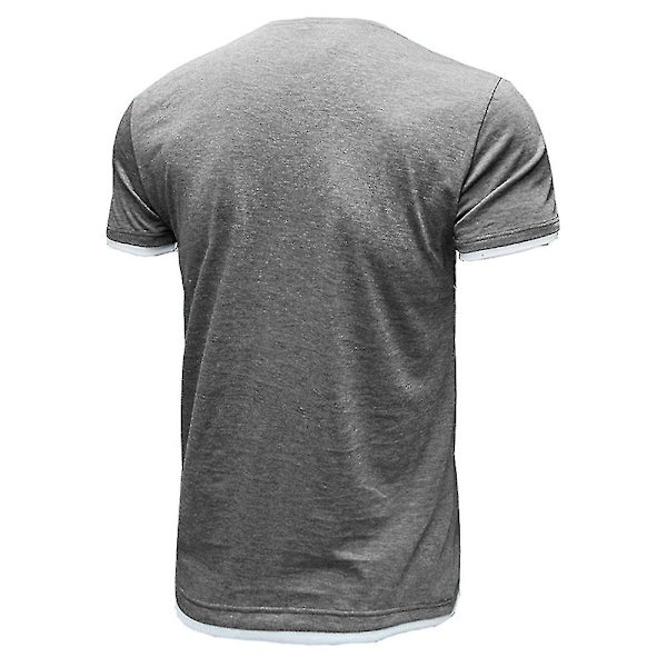 Mens Vanlig kortärmad T-shirt med rund hals sommartoppar Grey 2XL